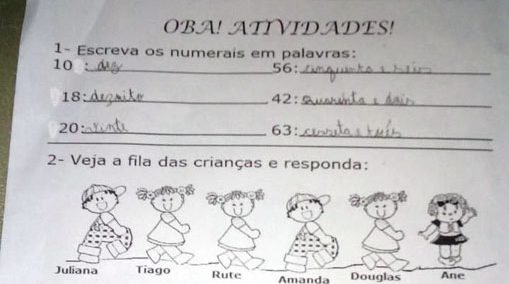 Atividade escolar cujo erro de digitação levou os pais a criticarem a ideologia de gênero
