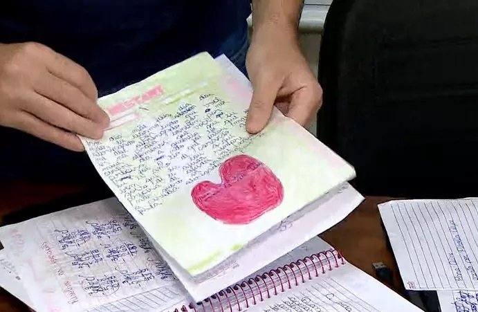 Diário em que menina de 11 anos que morreu conta sobre os castigos dos pais (Reprodução/TV Vanguarda)