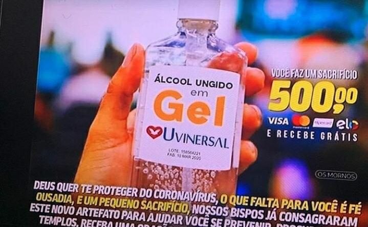 Fake News: Igreja Universal não está vendendo ‘álcool gel ungido’ e copo d’água contra coronavírus