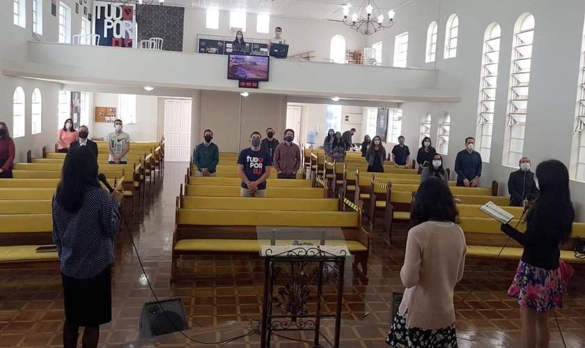 Igreja em Santa Catarina retomou os cultos seguindo as restrições estabelecidas. (Foto: Divulgação)
