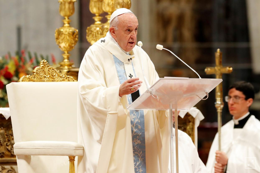 O Papa Francisco lidera uma missa marcando o Dia Mundial da Paz na Basílica de São Pedro no Vaticano, 1º de janeiro de 2020. Foto: Reprodução