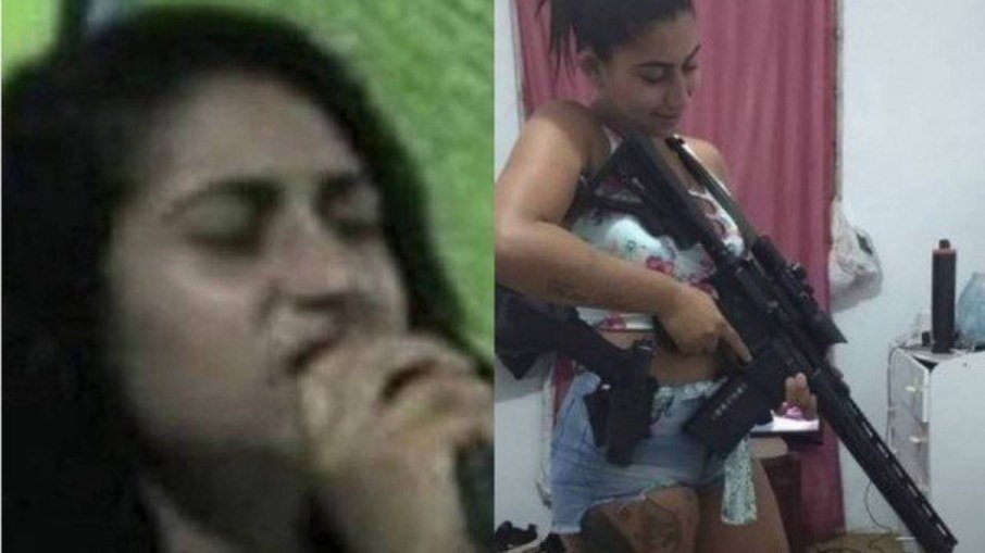 Hello Kitty em um culto, quando era evangélica, e segurando uma arma de fogo. (Foto: montagem)