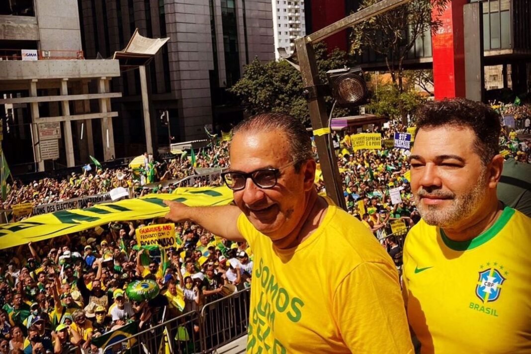 Silas Malafaia e Marco Feliciano durante atos de apoio a Bolsonaro na Avenida Paulista - Foto: Reprodução