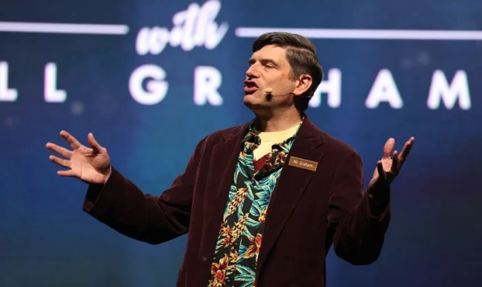 Will Graham pregando durante evento em Iowa, em 3 de outubro de 2021. (Foto: Billy Graham Evangelistic Association)