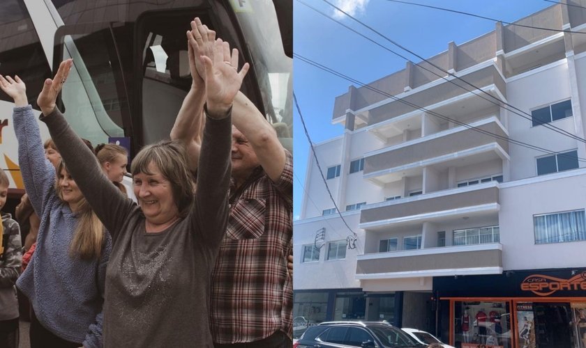 No Paraná, a igreja acolhedora alugou um prédio inteiro para 11 famílias morarem. (Foto: Cortesia/Elias Dantas)