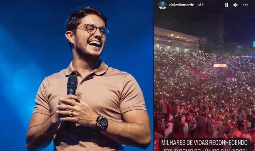 Deive Leonardo e a multidão na Festa de Peão de Barretos