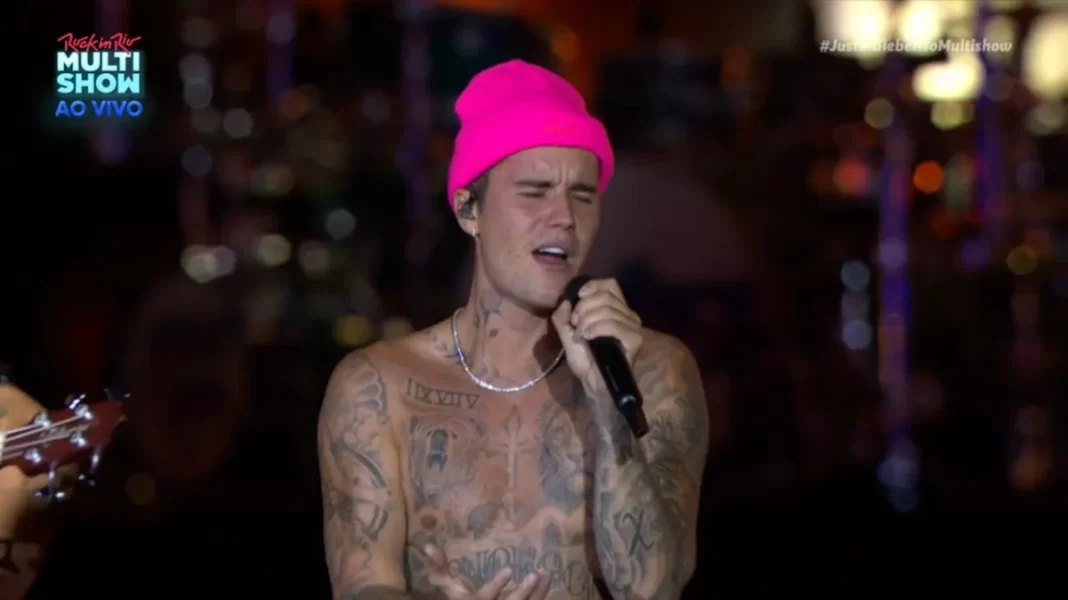 Justin Bieber no Rock in Rio 2022. (Foto: Captura de tela/YouTube/Música Multishow)