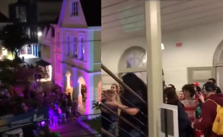 Manifestação de estudantes no Instituto Educacional Luterano de Santa Catarina (Faculdades IELUSC)