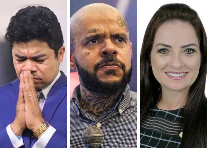 Samuel Mariano, pastor Anderson Silva e a cantora Lauriete