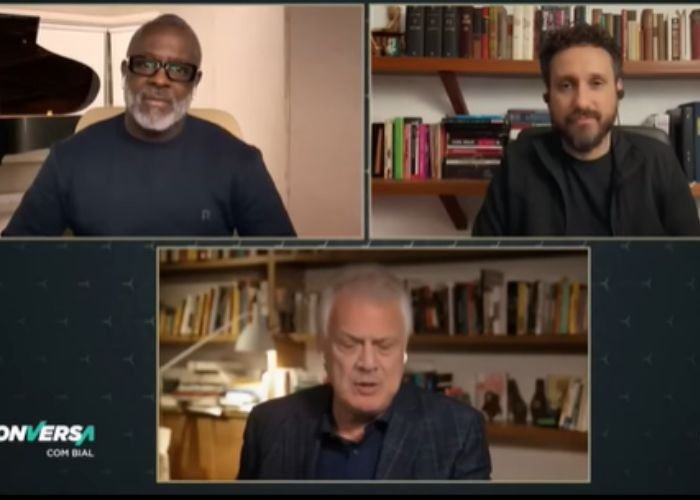 Kleber Lucas e Leonardo Gonçalves no Programa Conversa com Bial, da Rede Globo