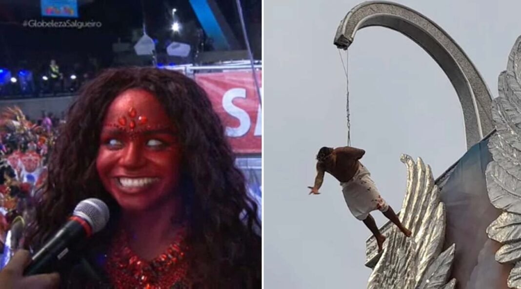 Imagens do Carnaval 2023. (Fotos: Captura de tela/TV Globo/Marina Pinhoni/G1)