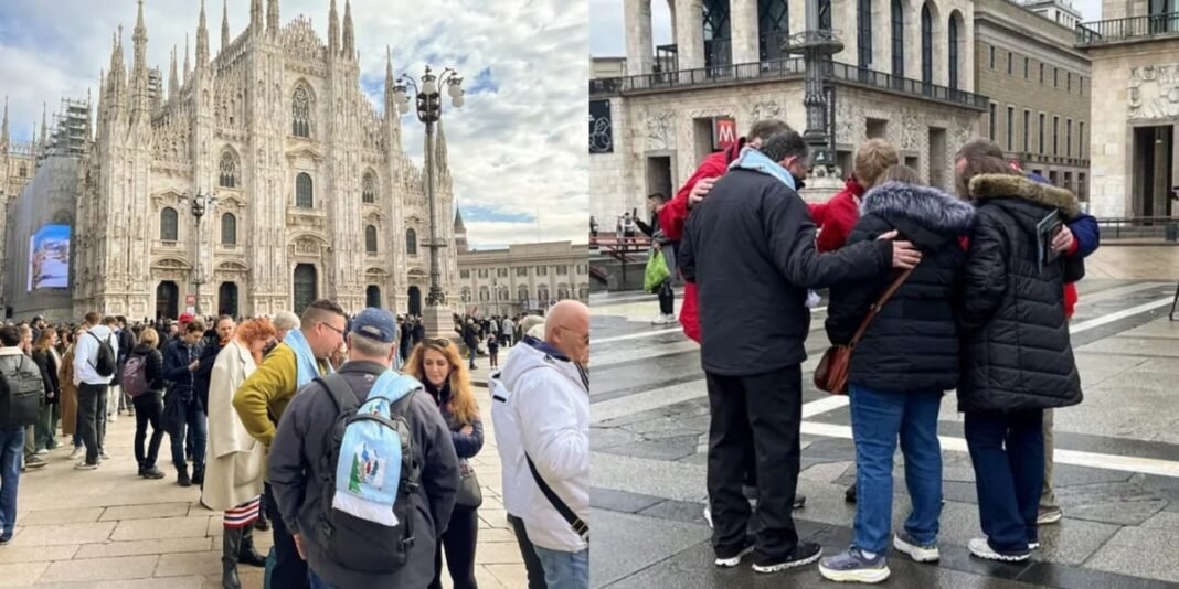 Voluntários cristãos distribuem Bíblias nos Jogos Olímpicos de Inverno Milão-Cortina 2026.