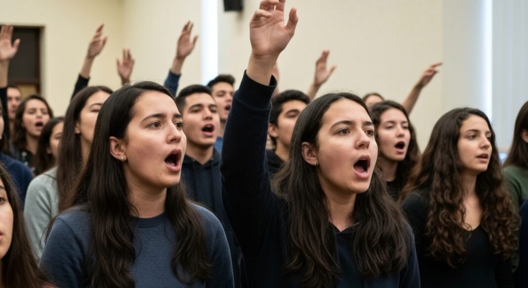 Estudantes em avivamento espiritual na capela da Southeastern University