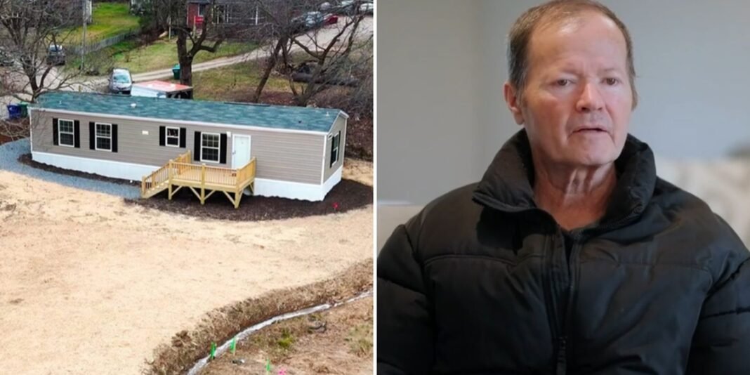 Thomas Archer recebe chaves de nova casa construída por missão cristã após tempestade.