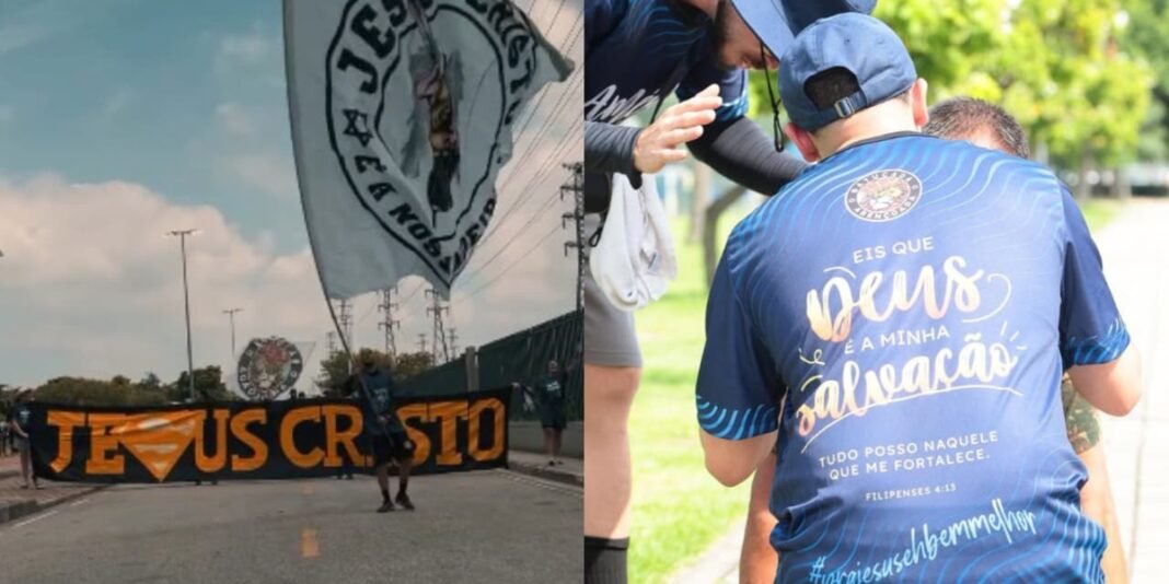 Voluntários cristãos evangelizando e distribuindo material informativo durante o carnaval.