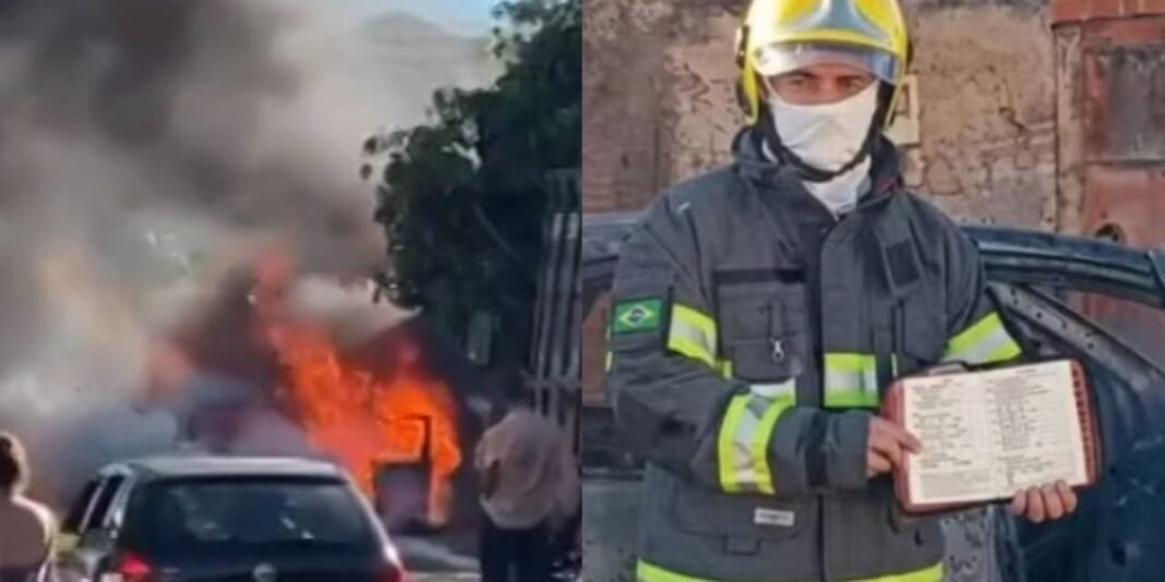Bíblia intacta ao lado de carro incendiado em Goiás