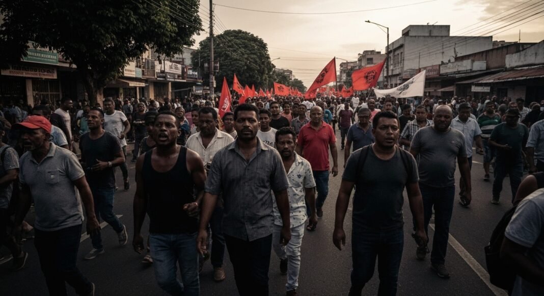 Manifestação popular em Teerã, Irã, expressando descontentamento econômico e social.