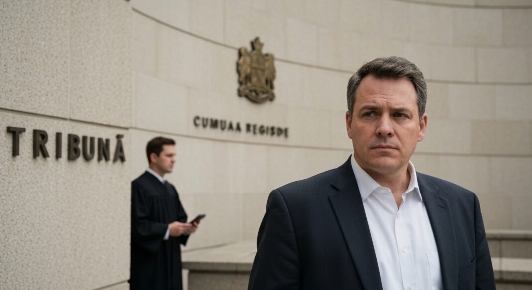 Homem cristão canadense em frente a um tribunal