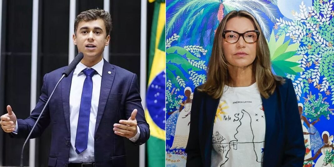 Debate político entre deputado Nikolas Ferreira e primeira-dama Janja sobre PL da misoginia