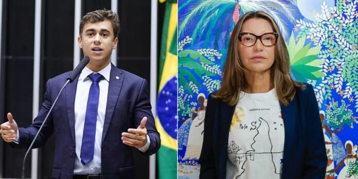 Debate político entre deputado Nikolas Ferreira e primeira-dama Janja sobre PL da misoginia
