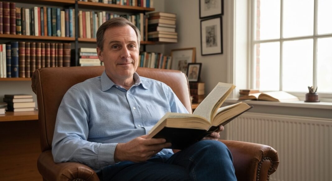 Homem lendo a Bíblia em um ambiente tranquilo