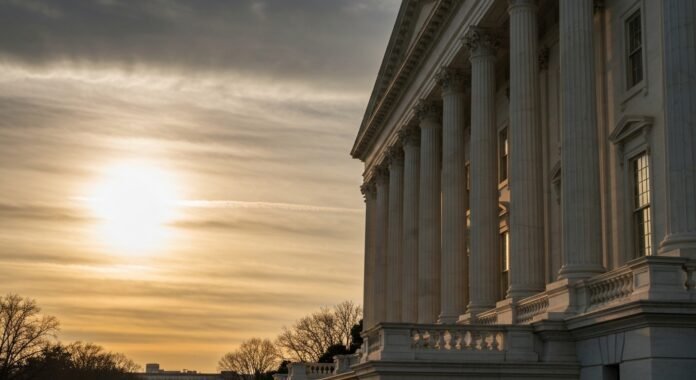 Suprema Corte dos Estados Unidos Prédio da Suprema Corte dos Estados Unidos com iluminação solar.
