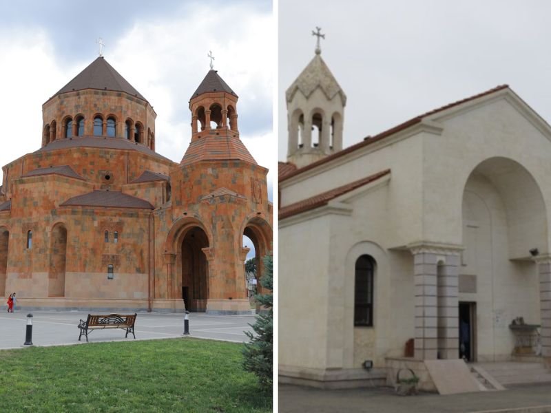 Escombros de igrejas cristãs armênias destruídas em Stepanakert, Nagorno-Karabakh.