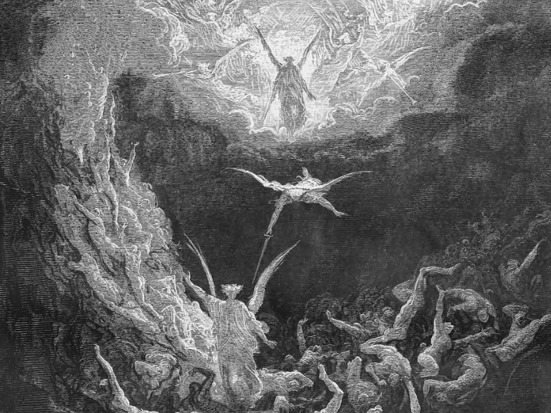 Almas de mártires em vestes brancas clamando por justiça divina sob um altar celestial em uma visão apocalíptica