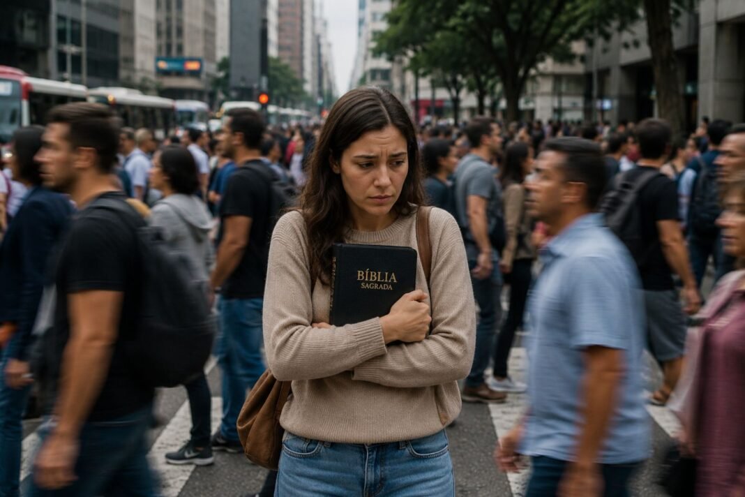 Pessoas cristãs em reunião refletindo sobre sua fé