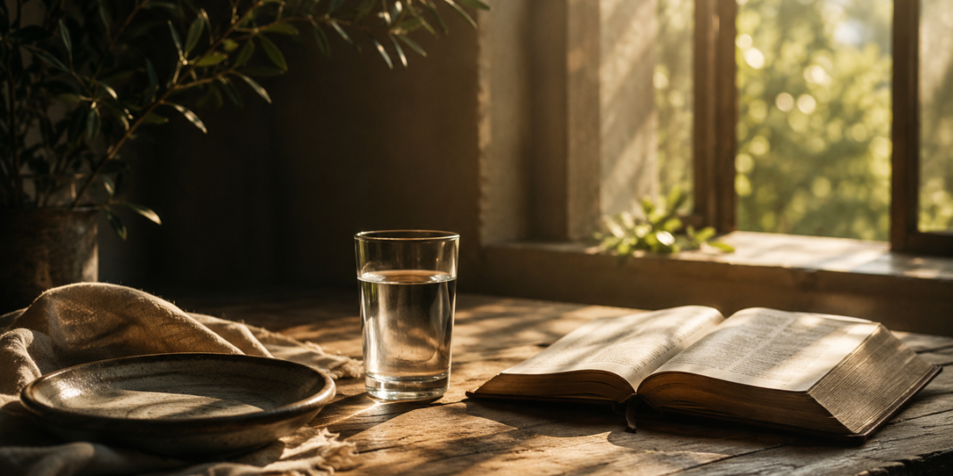 Uma pessoa em meditação profunda, simbolizando a conexão entre jejum, espiritualidade e autoconhecimento.