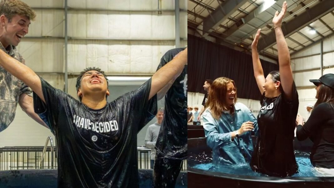 Adolescentes em evento religioso em Ohio buscando fé e esperança