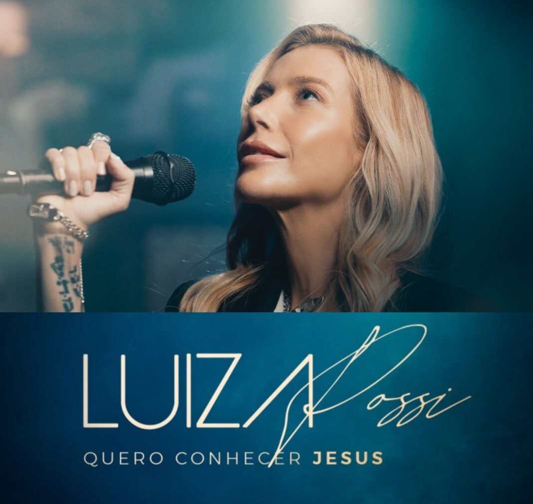 Luiza Possi em estúdio de gravação anunciando nova música gospel