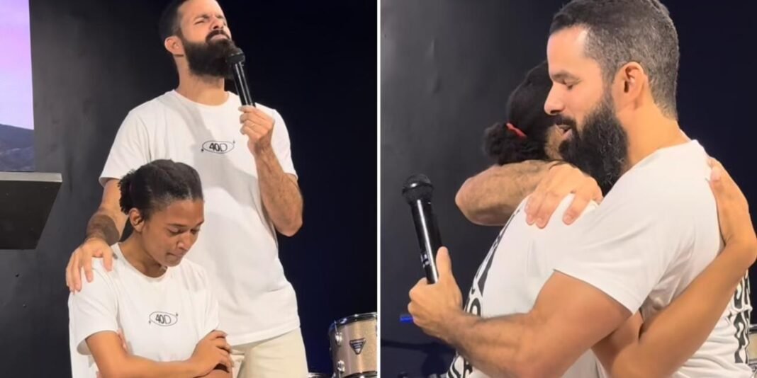 Pastor doa ofertas de culto para jovem órfã na Bahia.