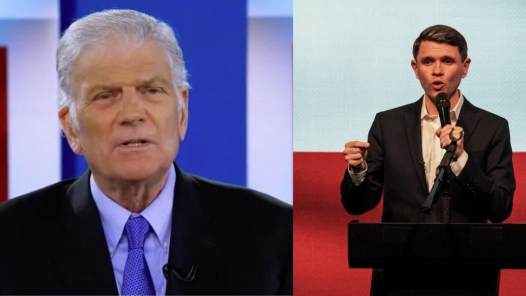 Evangelista Franklin Graham e político James Talarico em um debate sobre a Bíblia e o aborto.