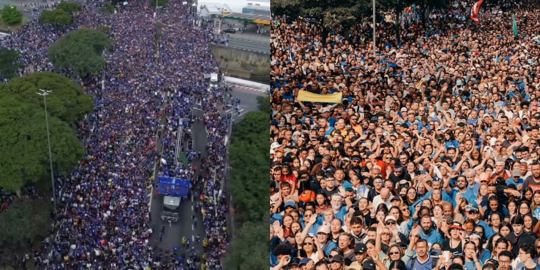 Milhões de cristãos marcham em São Paulo em celebração religiosa.