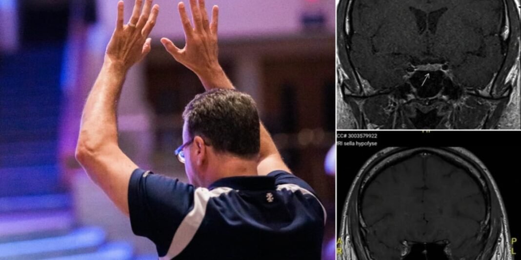 Homem na Holanda orando com gratidão após suposta cura de tumor cerebral