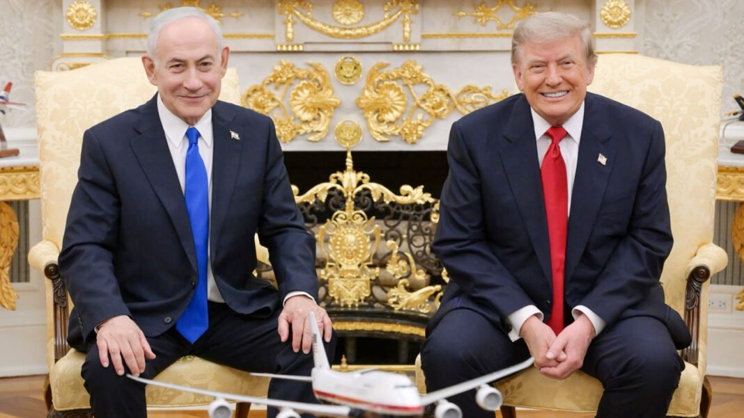 Presidente Donald Trump e Primeiro-Ministro Benjamin Netanyahu em reunião na Casa Branca.