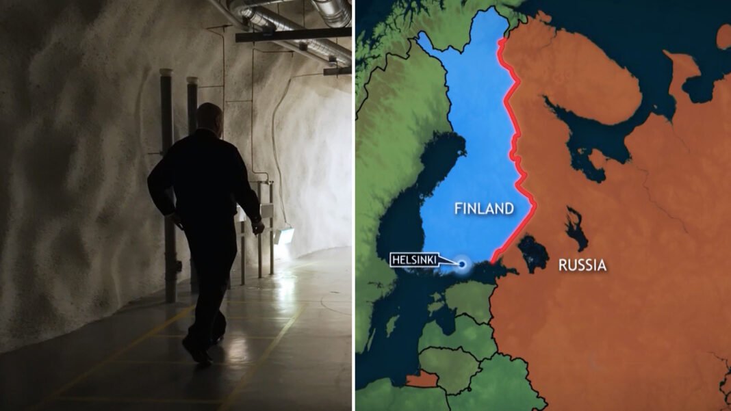 Entrada de metrô em Helsinque utilizada como abrigo civil