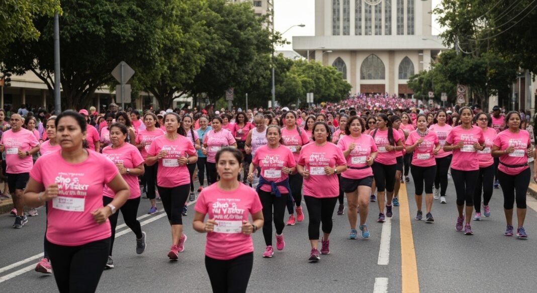 Multidão de 8.000 pessoas participando de caminhada e corrida 8K em Filadélfia contra o tráfico humano.