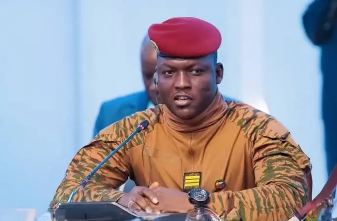 Líder de Burkina Faso, Ibrahim Traoré, em pronunciamento público.