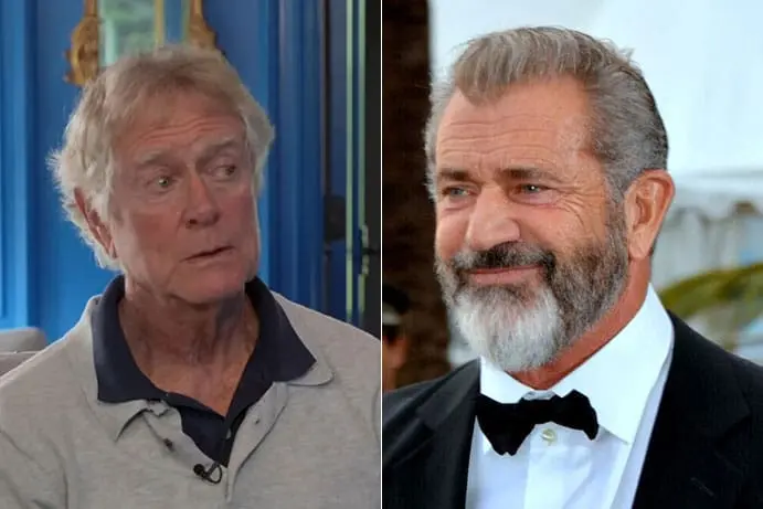 Mel Gibson em entrevista expressando preocupação com a influência do mal