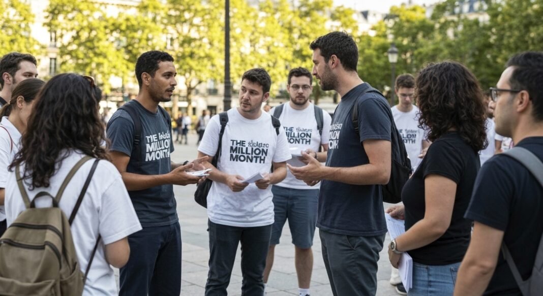 Voluntários cristãos realizam evangelismo de rua em Paris como parte da campanha 'The Million Month'