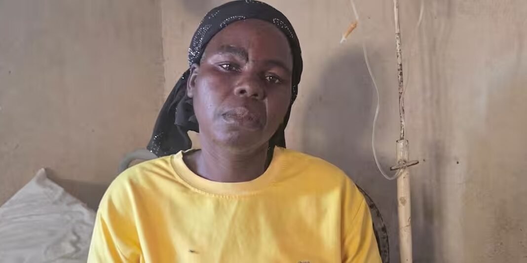 Mulher nigeriana com olhar resiliente em ambiente humilde