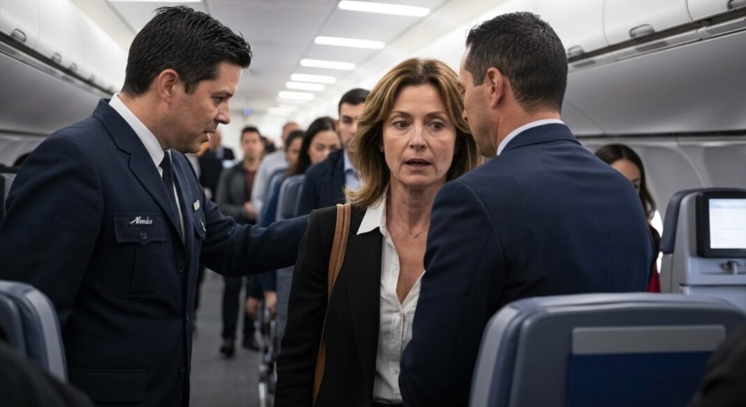 Evangelista sendo retirada de um voo da Alaska Airlines após pregar.