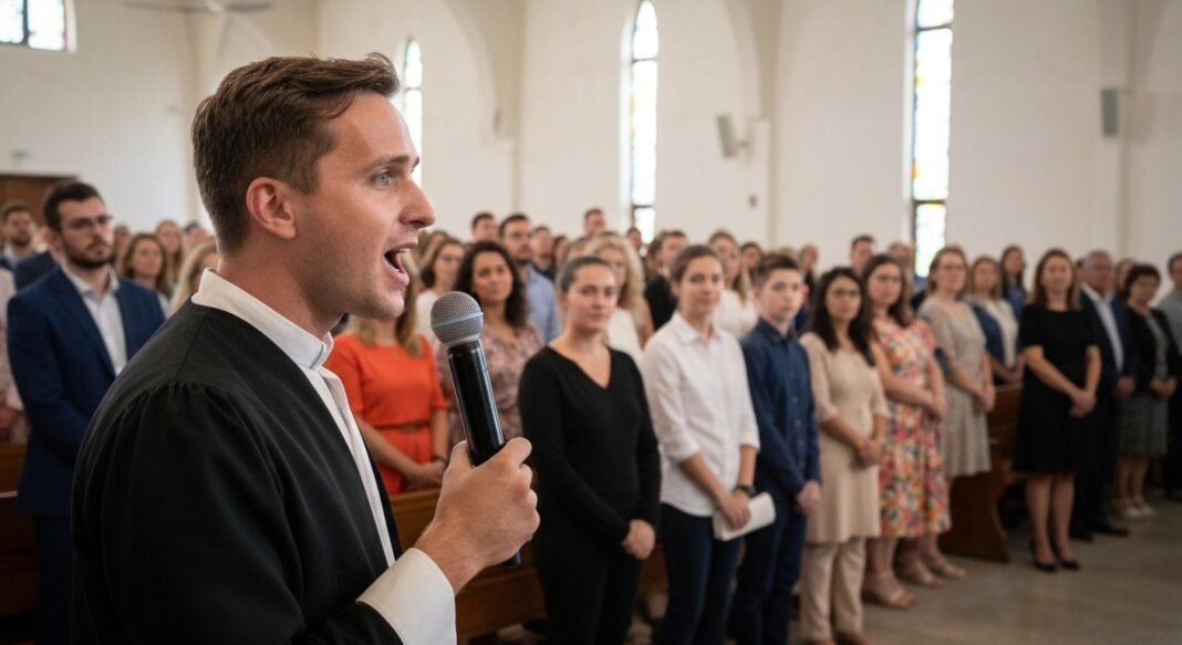 Pastor Josh Howerton discursando em uma igreja