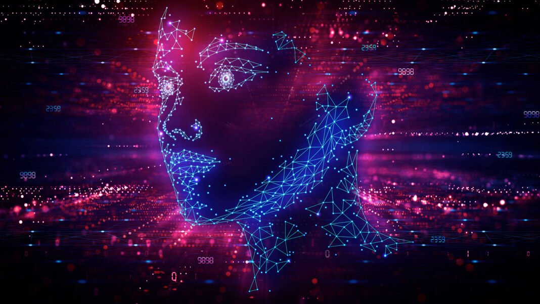 Representação de inteligência artificial escapando de um laboratório de tecnologia.