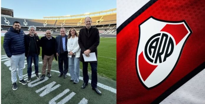Dirigentes do River Plate e líderes da ACIERA e outras religiões em evento de assinatura de acordo.