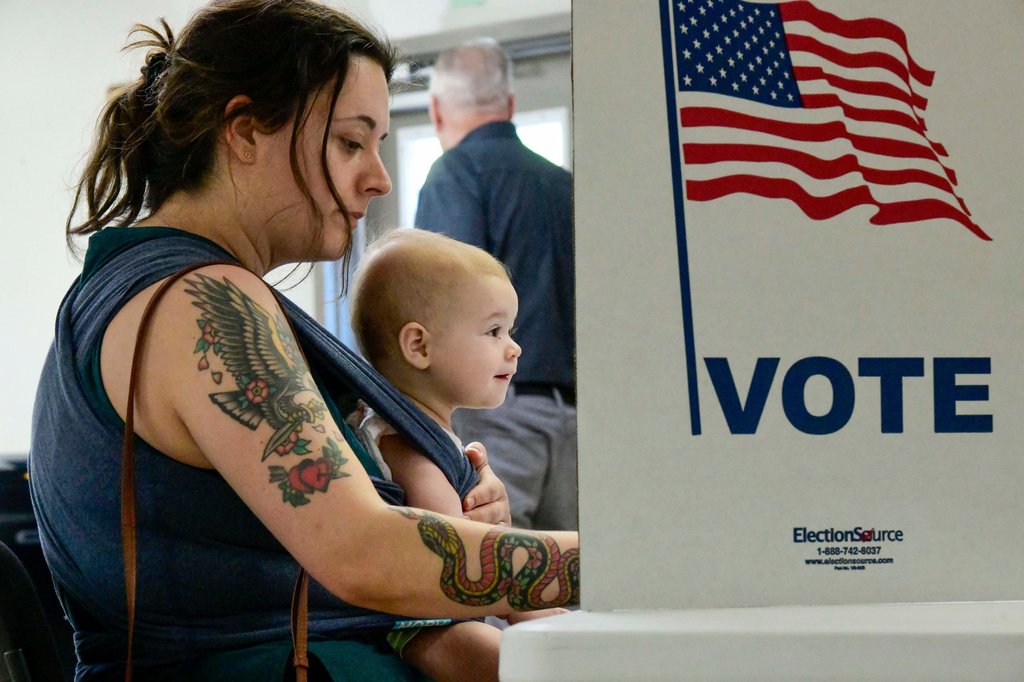 Urna de votação em uma eleição nos Estados Unidos