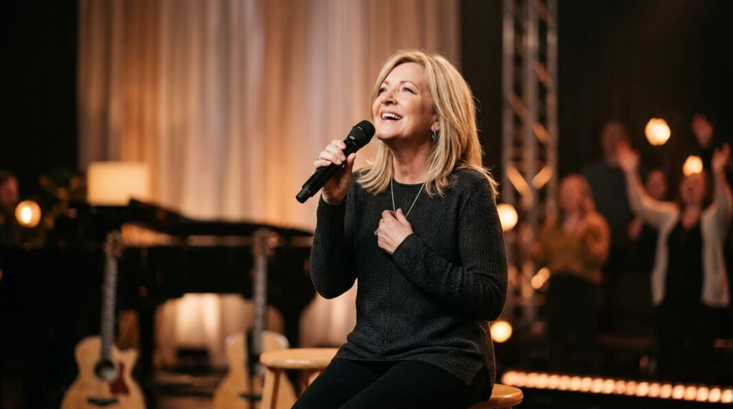 Darlene Zschech falando durante uma entrevista sobre o futuro da adoração na igreja