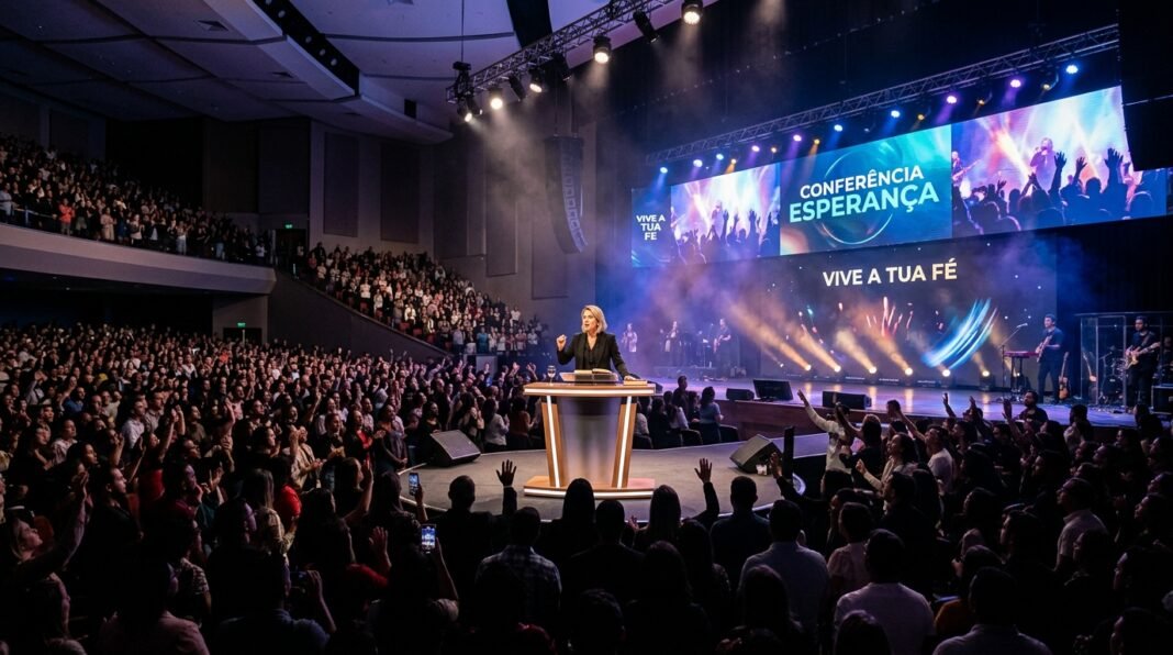 Franklin Graham em um palco de evento evangelístico